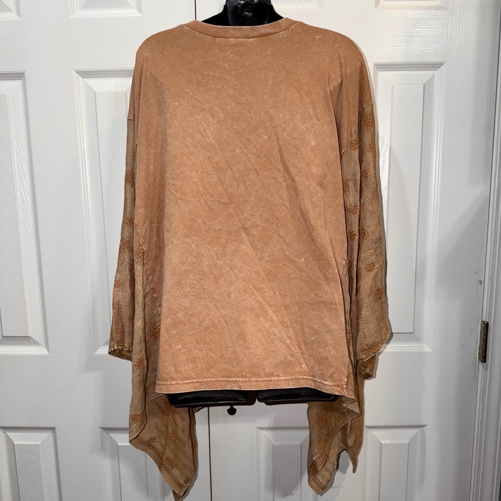 Easel Tan Peace Sign Boho Tunic - Picture 3 of 4